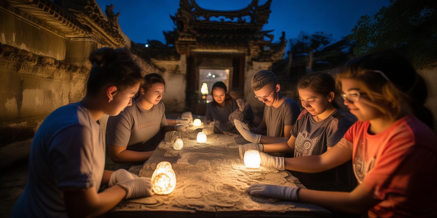 曲阳北岳庙石雕修复体验营开课,游客亲手参与千年文物除尘养护